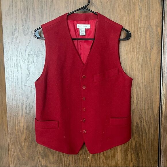 Ann Taylor Vintage Red Wool Vest - Picture 1 of 5